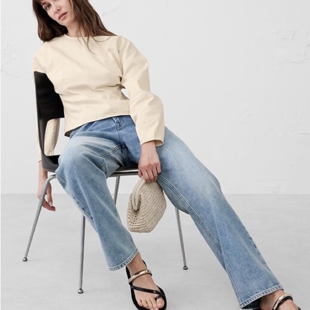 Banana Republic Factory Balloon Sleeve Denim Top
